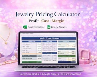 Jewelry Pricing Calculator | Profit and Cost Template for Sellers | Excel Google Sheets Download