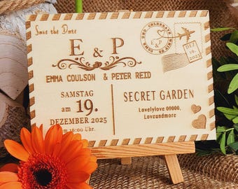 Hochzeitseinladung aus Holz Modell Cartagena | Save the Date Holzkarte | Einladung | Geschenk | Hochzeitsdeko oder Erinnerung