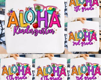 Aloha Grade Bundle PNG, Kindergarten 5th Grade, Back to School Sublimation (Digital Download)
