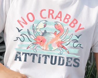 Floral Crab PNG, Retro Beach Shirt Design, Summer Coastal Graphic (Digital Download)