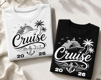 Cruise PNG, Cruise Vacation Shirt PNG, Cruise Squad Design, Tropical Cruise Graphic, Black White Cruise PNG, Digital Download