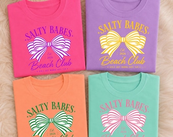 Salty Babes PNG, Coquette Bow Png, Neon Summer Png Shirt Designs, Trendy Summer Beach Png Coquette png Beach Aesthetic png, preppy beach png