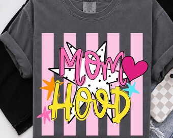 Retro Mom Hood PNG, Colorful Mama Graphic, Trendy Motherhood Sublimation (Digital Download)