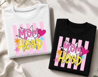 Mom Hood PNG, Retro Mom Shirt Design, Colorful Mama Graphic, Trendy Motherhood Sublimation, Cute Mom T Shirt PNG, Digital Download