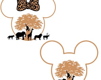 Micky und Minnie Maus Safari Reise PNG, Disney Safari Png, Animal Kingdom Png, Safari Urlaub Png, Familienausflug, Leopardenbogen, Digital Download
