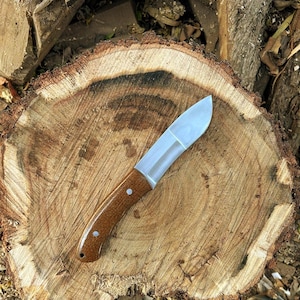 Handcrafted Wilderness Companion: Compact Skinner Knife with Leather Sheath