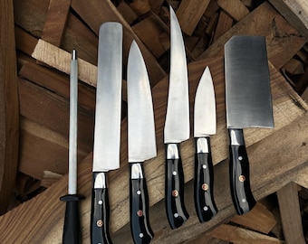 Handmade High-Carbon Stainless Steel Chef Knife Set - 6-Piece Professional Kitchen Knives