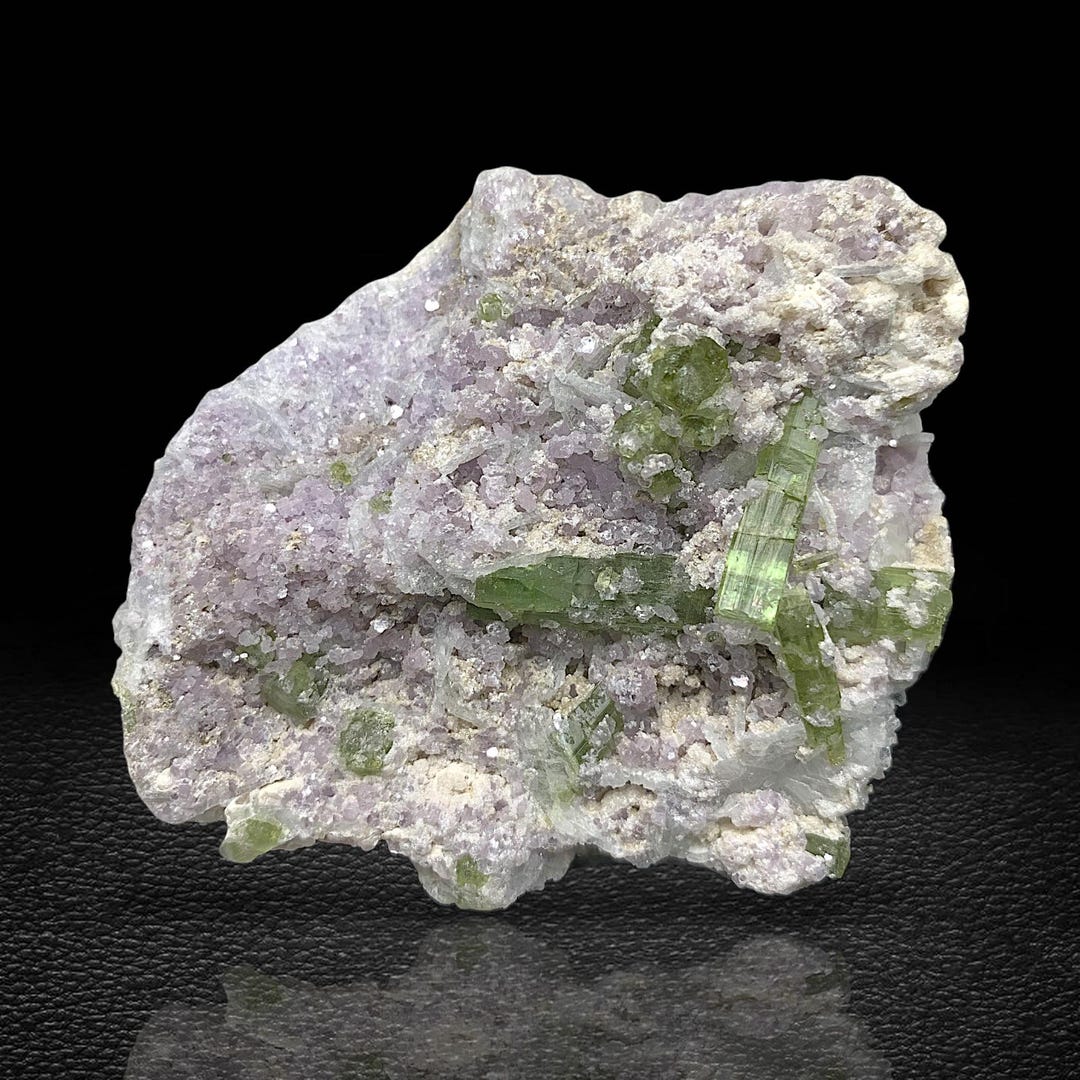 Green Tourmaline Embedded in Albite and Lepidolite Specimen: From ...