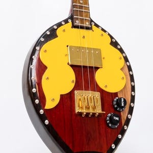 Electric Thai Phin Lute | Solid Teak Wood, 3-String Isan Guitar, Carved Naga Head