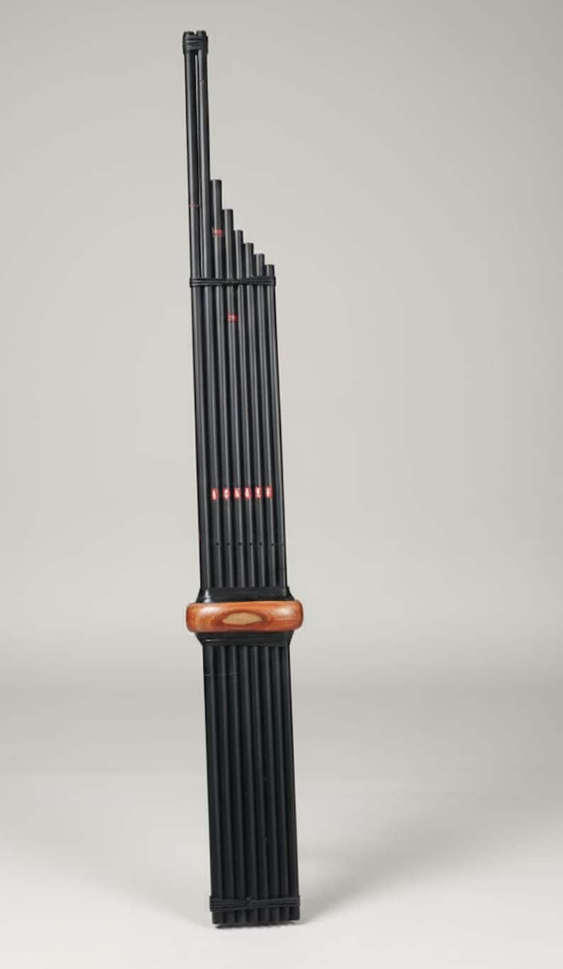 Matte Black Khaen Am | Handcrafted Bamboo Mouth Organ, Silver Reeds (A ...