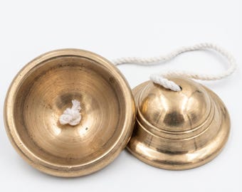 Authentic Thai Ching Brass Finger Cymbals | Handcrafted Traditional Percussion & Meditation Chimes (2", 2.5", 3")