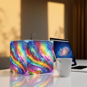 Colorful Room Accessory, Rainbow Light Cube Lamp, Vibrant Home Decor, Modern Pendant Lighting, Light Box
