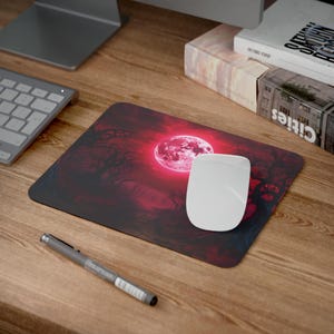 Vollmond Schreibtischmatte - Mystische Witchy Ästhetische Mausunterlage, Einzigartiges Gaming Accessoire, Gruseliges Büro Dekor für Gamer und Hexen Liebhaber