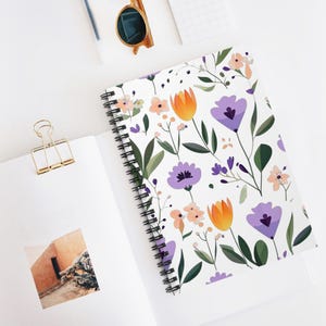 Floral Spiral Notebook, Flower Pattern Journal, School Notebook, Botanical Notebook, Office Supplies Gift