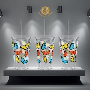 Butterfly Tumbler: Clear Plastic Reusable Cup, Eco-Conscious Gift