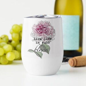Vaso de vino de peonía, taza térmica personalizada para disfrutar de bebidas mientras viaja, regalo ideal para cumpleaños o eventos de inauguración de la casa.