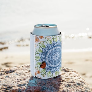 Mandala Can Cooler, Insulated Beverage Holder (Beach and BBQ)