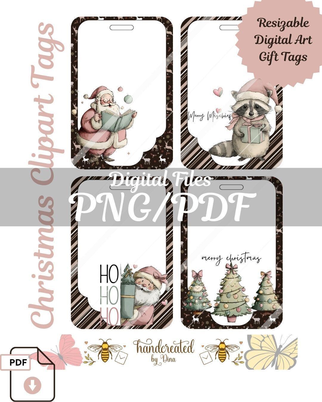 Pcf Printable Digital Christmas Gift Tags: Printable Clipart - PDF and PNG Files ...