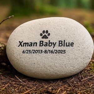 Personalized Pet Memorial Stone: Engraved River Rock Grave Marker