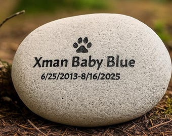 Personalized Pet Memorial Stone: Engraved River Rock Grave Marker