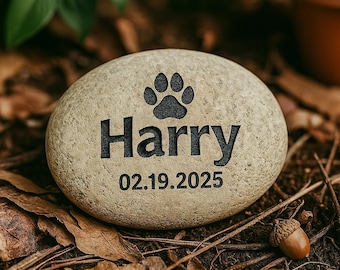 Custom Engraved Pet Memorial Stone: Natural River Rock Tribute