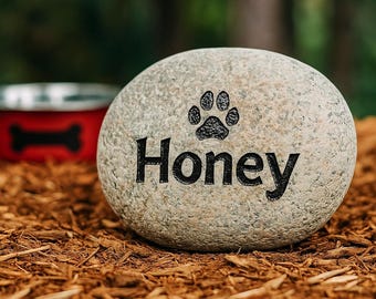 Custom Engraved Pet Memorial Stone: Natural River Rock Tribute