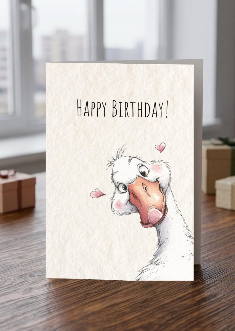 Funny Goose Birthday Card Printable, Cute Goose Happy Birthday Card ...