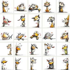 This set includes the following animals: Cow, Crocodile, Bear, Cat, Crab, Ostrich, Dog, Elephant, Giraffe, Mouse, Hamster, Lizard, Panda, Parrot, Snake, Tiger, Hippopotamus, Hedgehog, Raccoon, Kangaroo, Rhinoceros, Squirrel, Horse, Hare, Alligator, Lion, Guinea Pig, Sloth, Beaver, Piglet, Donkey, Fox, Meerkat, Shark, Turtle, Dolphin, Monkey, Leopard, Bee, Sheep, Goat, Frog, Duck, Deer, Wolf, Bat, Ferret.
