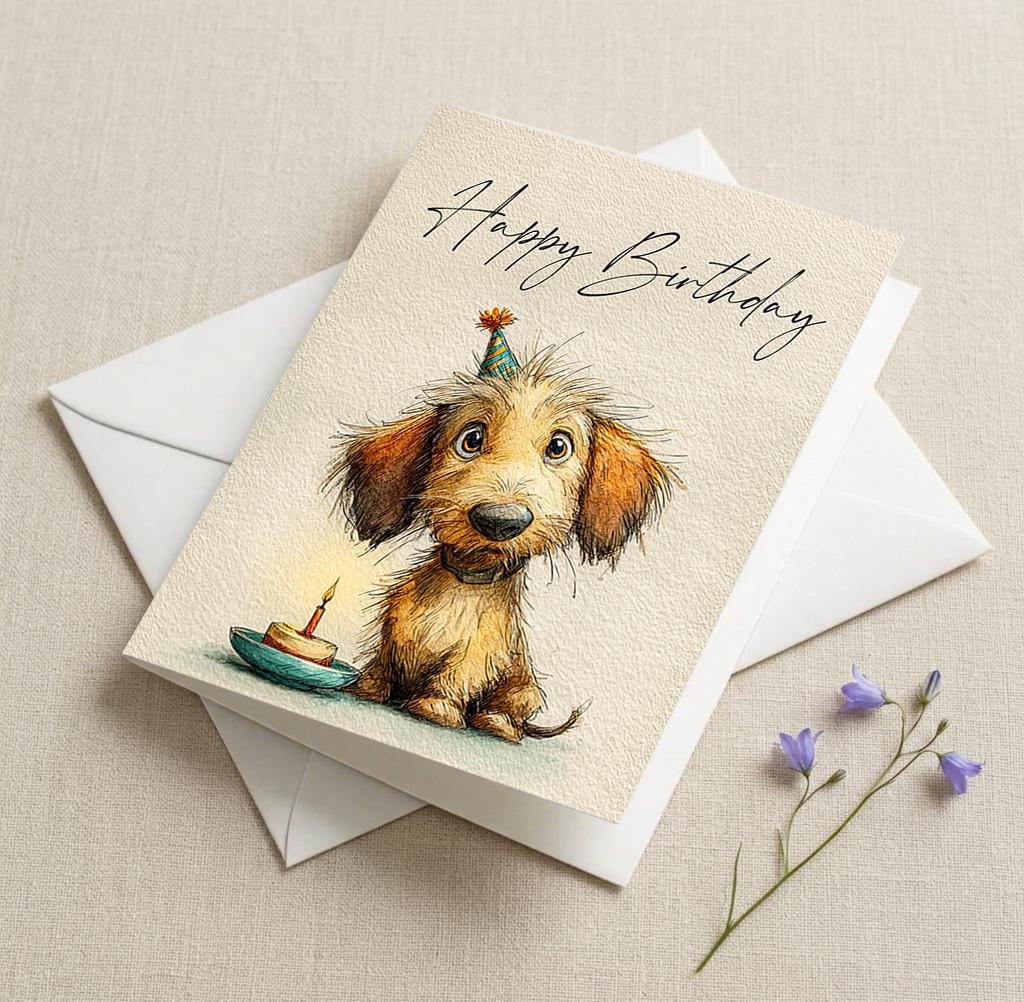 Cute Puppy Birthday Card Printable, Scruffy Dog Card, Funny Dog ...