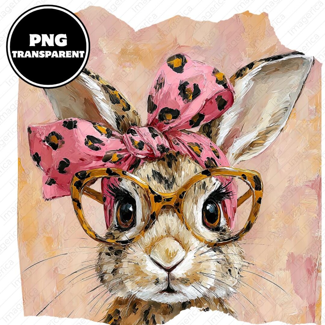 Happy Easter Bunny PNG Clipart, Fashion Bunny With Leopard Bow ...