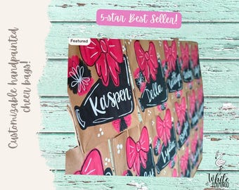 Cheer Customizable Handpainted Gift Favor Bag, Cheerleading Squad Banquet Party Treat Bags