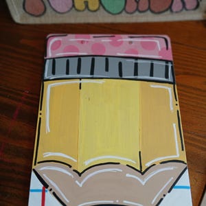 Handpainted Customizable Teacher Clipboard &quot;Pencil&quot;