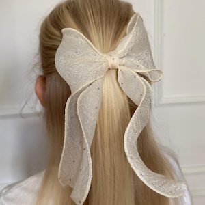Shimmer Ribbon Hair Bow: Handmade Statement Barrette - Elegant Coquette Style