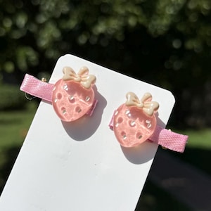 Strawberry Hair Clips: Cottagecore Coquette Hair Barrettes - Set of 2