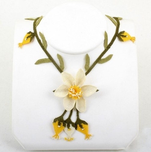 Yellow Crochet Flower Necklace Flower NecklaceMustard Flower Etsy