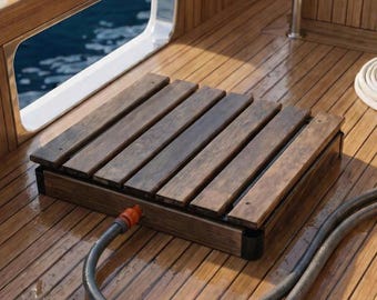 Rainstep | Portable Outdoor Shower Platform | Wooden Pool & Beach Shower