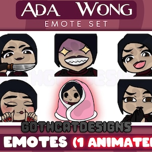 ADA WONG Emote Set for Twitch, Discord, etc. | Cute Emotes | Twitch Emotes | Streamer Emotes | Resident Evil | DBD | Static | Animated