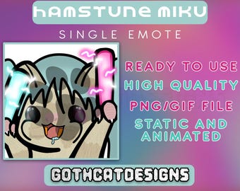 Hamstune Miku Emote (Static & Animated) for Twitch, Discord, etc. | Twitch Emotes | Streamer Emotes | Hatsune Miku | Miku Miku | Hamster