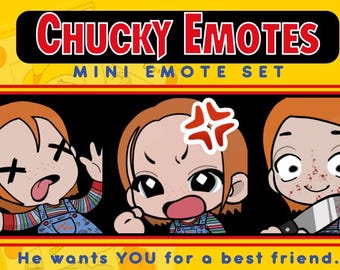 Chucky Mini Emote Set for Twitch, Discord, Etc. | Cute Emotes | Twitch Emotes | Streamer Emotes | Chucky | DBD | Dead By Daylight | Horror