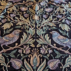 Retro Botanical Bird Art Woven Blanket, Nature Inspired Vintage Eclectic Home Decor Wall Hanging, William Morris Bohemian Bedding, Mom Gift