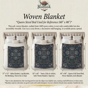 Pu&ograve; includere: Coperta tessuta con un design botanico, disponibile in pi&ugrave; misure. L'immagine mostra la coperta sui letti, con misure che vanno da 94 cm x 132 cm a 152 cm x 203 cm. La coperta &egrave; realizzata in 100% puro cotone e pu&ograve; essere utilizzata come coperta o arazzo.