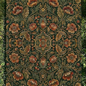 Dark Floral Woven Throw Blanket | Victorian Botanical Tapestry Blanket | Cottagecore Sofa Throw | Dark Academia Home Decor Gift image 9