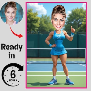 Personalized Tennis Caricature: Custom Cartoon Portrait (Digital Download)