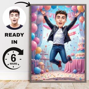 Birthday Boy Caricature – Custom Cartoon Portrait Gift | Funny Digital Drawing for Teen | Unique Sweet Keepsake Art gift for boy
