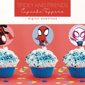 Spidey and Friends Cupcake Toppers | Spidey and His Amazing Friends Birthday | Spidey Cupcake Toppers | Spidey and His Amazing Friends Party