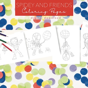 Spidey and Friends Coloring Pages | Spidey and Friends Birthday | Spidey Printable Coloring Book | Spidey Birthday | Printable Coloring Book