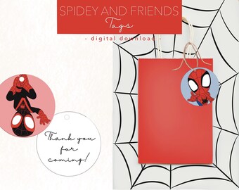 Etiquetas de cumpleaños de Spidey y sus amigos / Cumpleaños de Spidey y sus amigos / Etiquetas imprimibles de Spidey / Cumpleaños de Spidey / Etiquetas para bolsas de regalos / Etiquetas de agradecimiento
