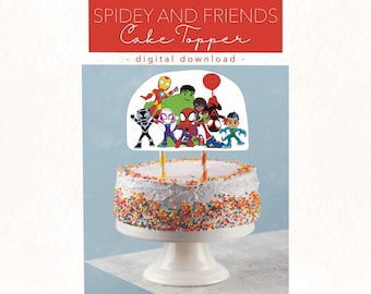 Adorno para tarta de Spidey y sus amigos / Cumpleaños de Spidey y sus amigos / Adorno para tarta de Spidey / Adorno para tarta de Spidey Amazing Friends / Fiesta de Spidey