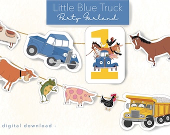 Little Blue Truck Birthday Garland | Little Blue Truck Birthday | Barnyard Birthday Party | Farm Birthday Party |  Birthday Barnyard Banner