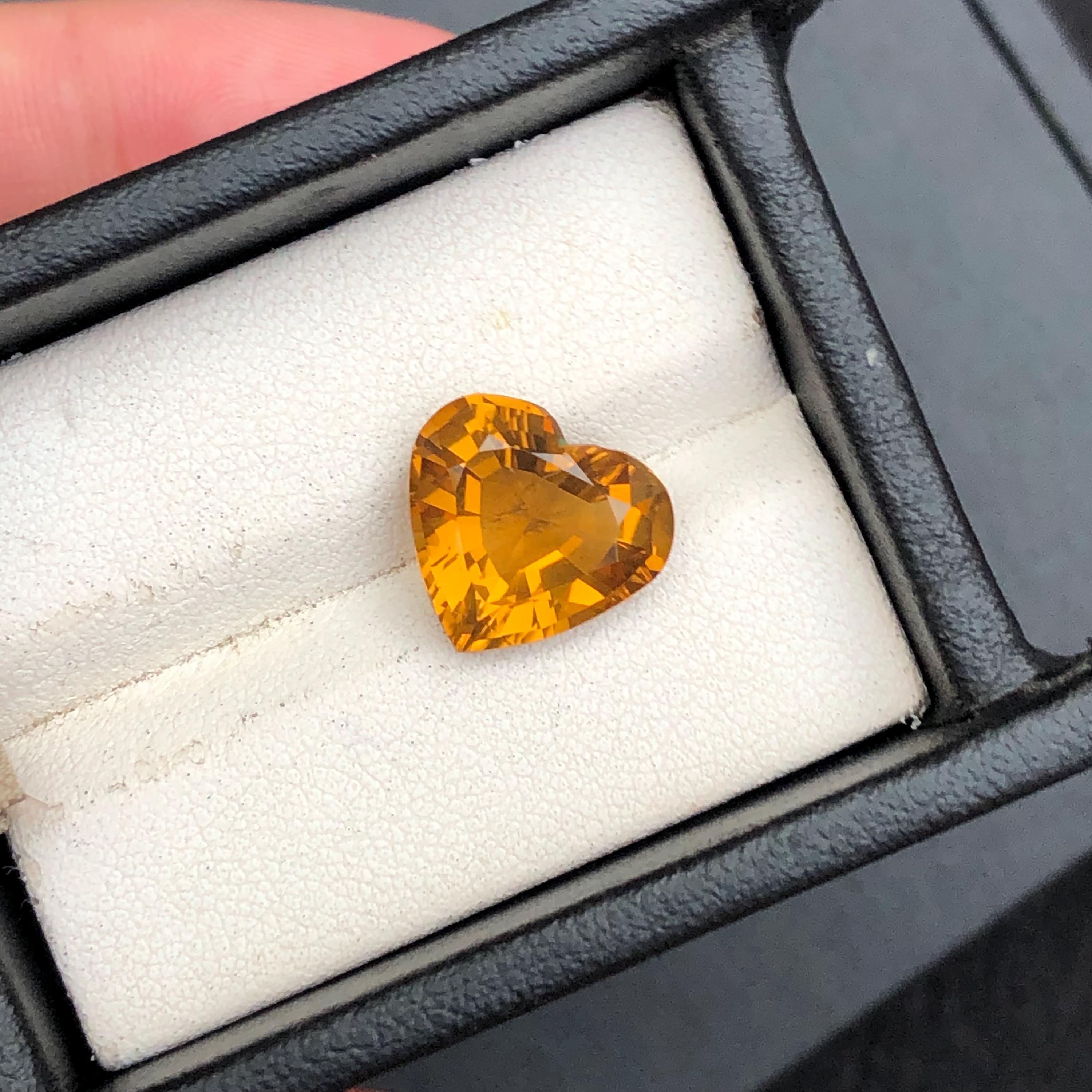 SMQ 60mm Citrine Crystal Heart Shaped Worry Stone Hand